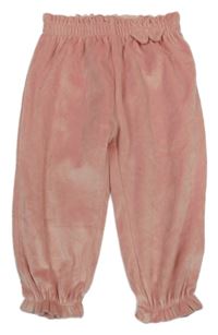 Světlerůžové plyšové cuff kalhoty Topomii