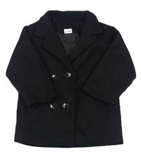 Černý flaušový zateplený kabát 