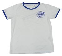 Bílo-cobaltově modré sportovní tričko s nápisy Nath