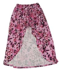 Růžovo-černo-červená vzorovaná maxi sukně se všitými kraťasy RIVER ISLAND