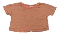 Lososovo-šedokhaki vzorované oversize crop tričko zn. Matalan