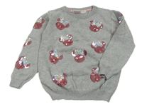 Šedý melírovaný svetr s Minnie z flitrů PRIMARK