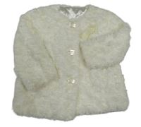 Smetanový kožešinový podšitý kabát s mašlí early days