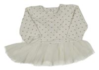 Bílá teplákovo/tylová šatová tunika se srdíčky KYLE&DEENA