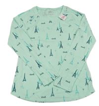 Nové - mátové pyžamové triko s Eifflovou věží Justice