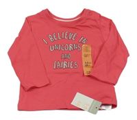 Nové - růžové triko s nápisy PRIMARK