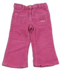 Tmavorůžové manšestráky s nášivkou a třpytkami Kiki&Koko