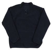 Tmavomodrá huňatá mikina s kapsou St. Bernard