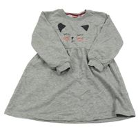 Šedé melírované teplákové šaty s kočičkou lupilu