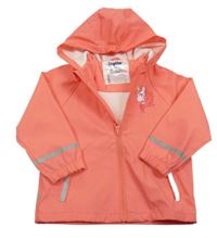 Lososová nepromokavá bunda s jednorožcem a kapucí lupilu