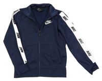 Tmavomodrá thermo  propínací mikina s logy a bílým pruhem Nike