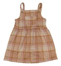 Starorůžovo-pudrovo-hnědo-hořčicové kostkované úpletové šaty s kapsou PRIMARK