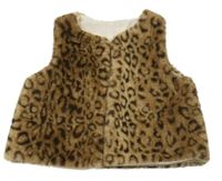 Hnědo-tmavohnědé vzorované kožešinové podšité bolérko 