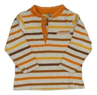 Světlešedo-pruhovano-oranžové melírované triko ORCHESTRA