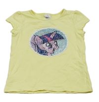 Žluté tričko s překlápěcími flitry s pony C&A