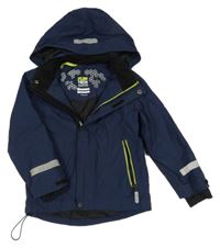 Tmavomodrá šusťáková funkční jarní bunda s odepínací kapucí CUBUS AS