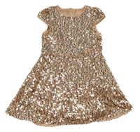 Pudrovo-zlaté sametové flitrové šaty C&A