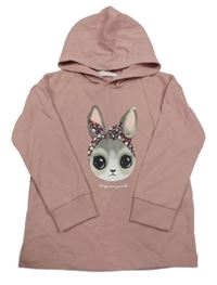 Starorůžová mikina se zajíčkem a kapucí H&M