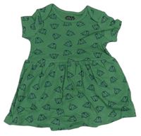 Zelené bavlněné šaty se žábami a všitým body 