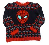 Tmavomodrý vzorovaný svetr se Spidermanem zn. M&S