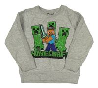 Šedá melírovaná mikina s Minecraft