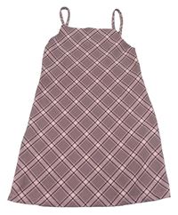 Růžovo-černo-bílé kostkované šaty Primark