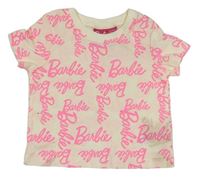 Krémové tričko s nápisy Barbie Primark