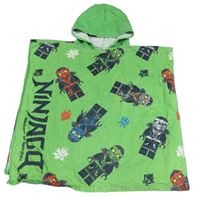 Zelené froté osuškové pončo s Lego Ninjago a kapucí