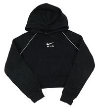 Černá crop mikina s logem a kapucí Nike Air