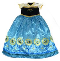 Kostým - Modro-tmavomodro-žluté šaty - Anna