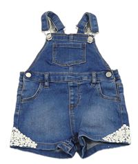 Modré riflové laclové kraťasy s krajkou Denim Co.