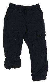 Tmavomodré plátěné podšité cargo cuff kalhoty Next