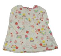 Nové - Smetanové bavlněné šaty s duhami a jednorožci F&F