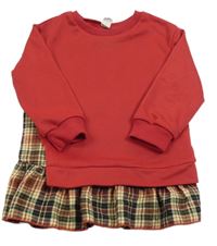 Červeno-kostkovaná šatová tunika Shein