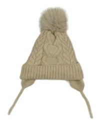 Béžová pletená čepice s bambulí Primark