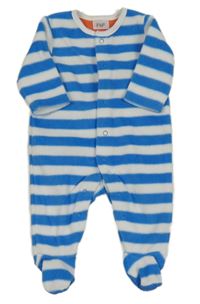 Bílo-modrý pruhovaný fleecový overal F&F