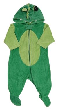 Zelená sametová kombinéza s kapucí - krokodýl Mothercare