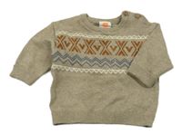 Pískový melírovaný svetr se vzorem Hema