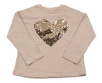 Růžové triko se srdcem z překlápěcích flitrů Next