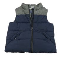 Tmavomodro-tmavošedá šusťáková zateplená vesta F&F