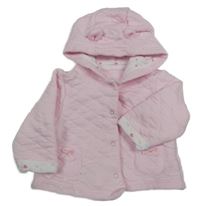 Světlerůžová prošívaná propínací mikina s kapucí s oušky LC Waikiki