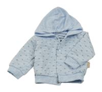 Světlemodrá melírovaná vzorovaná propínací mikina s kapucí