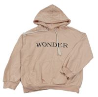 Starorůžová mikina s nápisem a kapucí