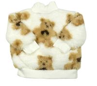 Bílá chlupatá mikina s medvědy a rolákem Shein