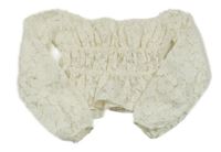 Smetanová krajková crop halenka H&M