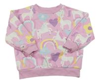 Růžová mikina s jednorožci F&F