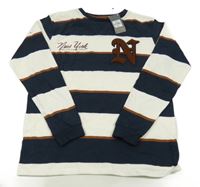 Nové - Tmavomodro-smetanovo-hnědé pruhované triko s písmenem Primark