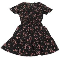 Černé květované lehké šaty New Look