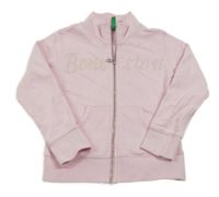 Růžová propínací mikina s nápisem Benetton