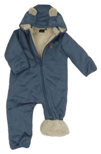 Tmavomodrá softshellová zateplená kombinéza s koalou a kapucí Name it